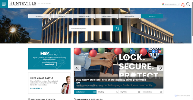 Security scan screenshot of https://www.huntsvilleal.gov/