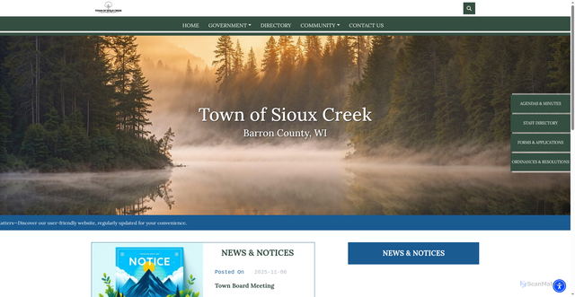 Security scan screenshot of https://townofsiouxcreek.gov/