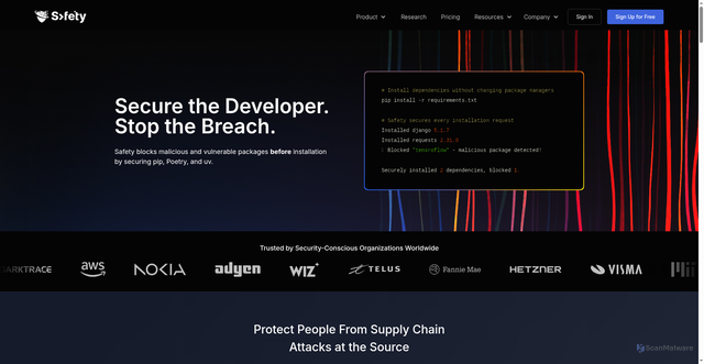 Security scan screenshot of https://auth.safetycli.com/