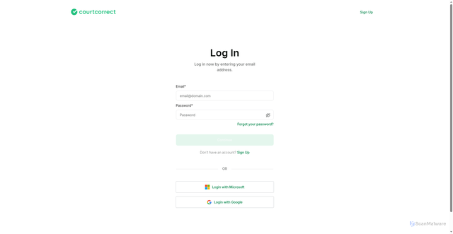 Security scan screenshot of https://platform.courtcorrect.com