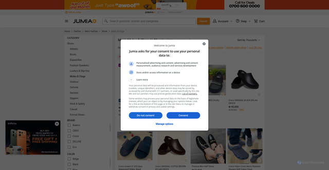 Security scan screenshot of https://www.jumia.com.ng/clever-clogs-yukon-clogs-362260979.html