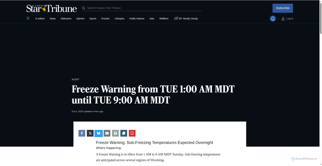 Security scan screenshot of https://trib.com/news/local/weather/article_450d9e0f-96bc-576b-a8df-703d6a30d4ac.html