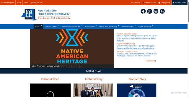 Security scan screenshot of https://www.nysed.gov/