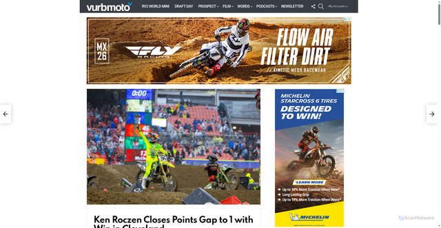 Security scan screenshot of https://www.vurbmoto.com/ken-roczen-closes-points-gap-to-1-with-win-in-cleveland/