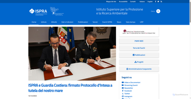 Security scan screenshot of https://www.isprambiente.gov.it/it