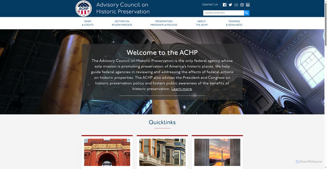 Security scan screenshot of https://www.achp.gov/