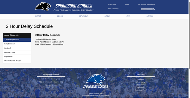 Security scan screenshot of https://www.springboro.org/2HourDelaySchedule.aspx