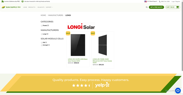 Security scan screenshot of https://sunsuppv.com/manufacturer/longi/?srsltid=AfmBOoq8Z8Ljgnx2Ur2HbC1PeEALdwEMtrAyD7U_nYlfsG62nBdfVAKo