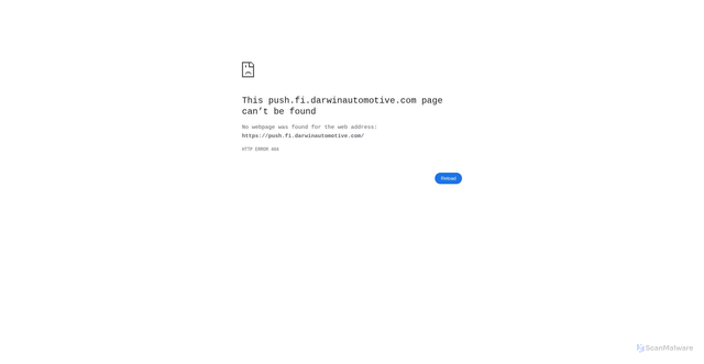Security scan screenshot of https://push.fi.darwinautomotive.com