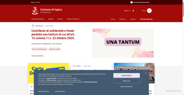 Security scan screenshot of https://www.comune.ispica.rg.it/