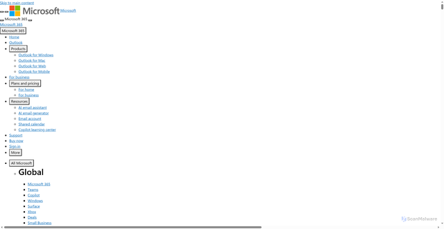 Security scan screenshot of https://outlook.live.com