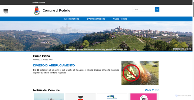 Security scan screenshot of https://www.comune.rodello.cn.it/