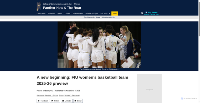 Security scan screenshot of https://panthernow.com/2025/11/03/a-new-beginning-fiu-womens-basketball-team-2025-26-preview/