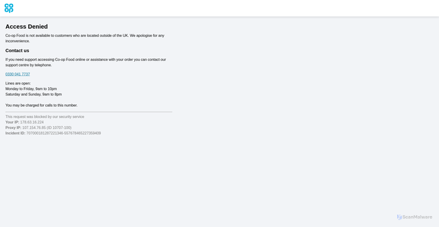 Security scan screenshot of https://preprod.shop.coop.co.uk