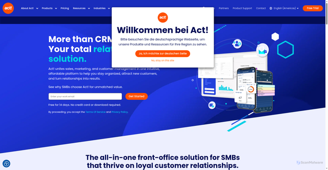 Security scan screenshot of https://www.act.com/