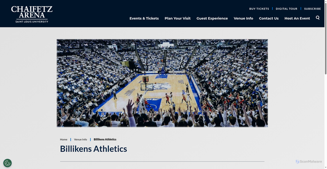 Security scan screenshot of https://www.chaifetzarena.com/venue-info-1/billikens-athletics