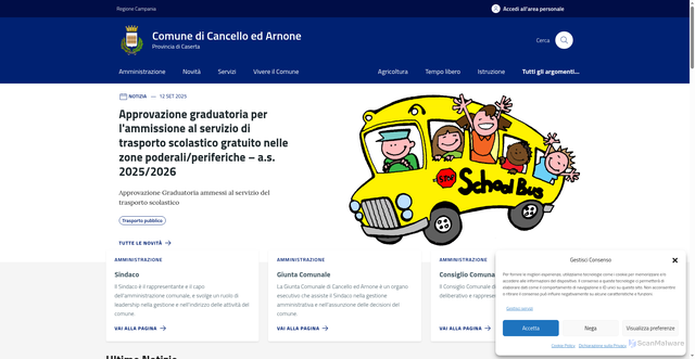 Security scan screenshot of https://comune.cancelloedarnone.ce.it/