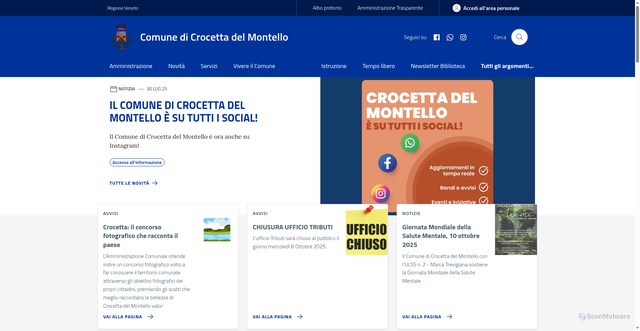 Security scan screenshot of https://www.comune.crocetta.tv.it/