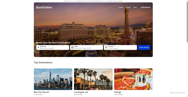 Security scan screenshot of https://bookonline.com/