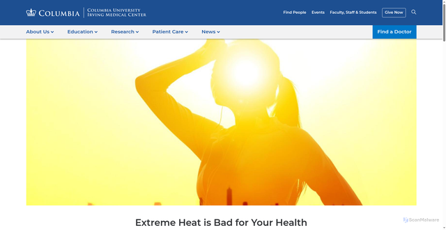 Security scan screenshot of https://www.cuimc.columbia.edu/news/extreme-heat-bad-your-health