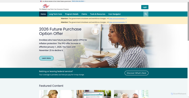 Security scan screenshot of https://www.ltcfeds.gov/