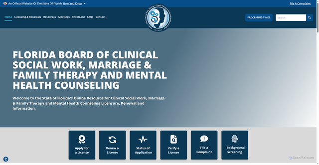 Security scan screenshot of https://floridasmentalhealthprofessions.gov/