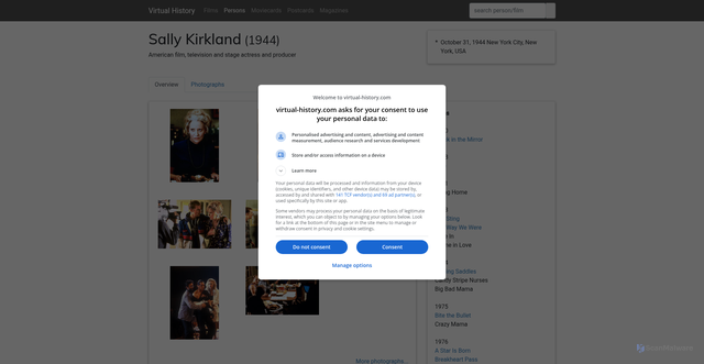 Security scan screenshot of https://www.virtual-history.com/movie/person/6322/sally-kirkland
