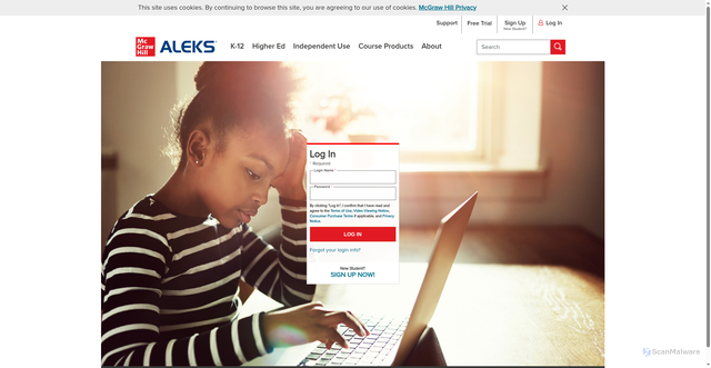 Security scan screenshot of https://secure-awy.aleks.com