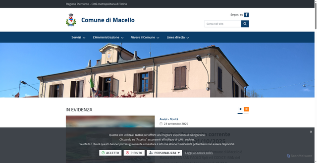 Security scan screenshot of https://comune.macello.to.it/it-it/home