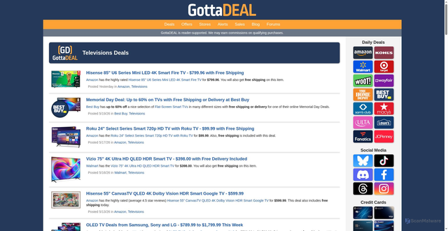 Security scan screenshot of https://gottadeal.com/deals/televisions