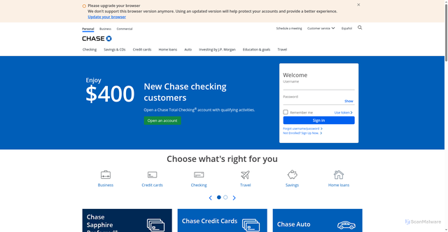 Security scan screenshot of https://href.li/?https://www.chase.com