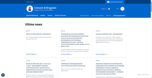 Security scan screenshot of https://comune.brugnato.sp.it/