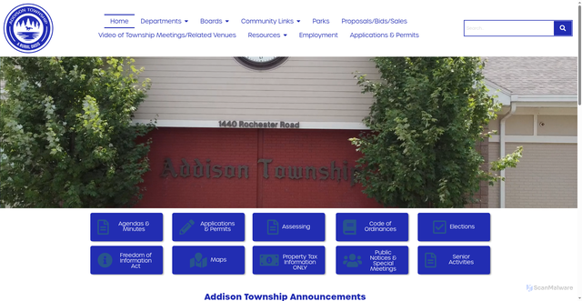 Security scan screenshot of https://addisontownshipmi.gov/
