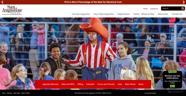 Security scan screenshot of https://www.cityofsanaugustinetx.gov/