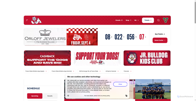 Security scan screenshot of https://gobulldogs.com