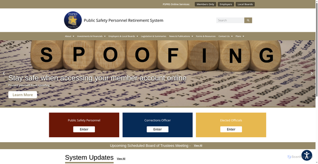 Security scan screenshot of https://www.psprs.com/