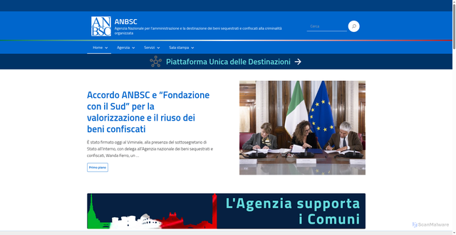Security scan screenshot of https://www.benisequestraticonfiscati.it/