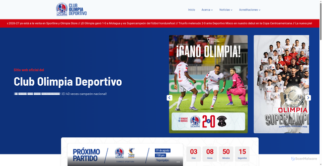 Security scan screenshot of https://clubolimpia.com/