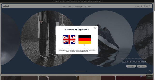 Security scan screenshot of https://allbirds.co.uk