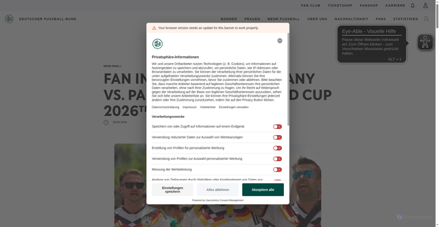 Security scan screenshot of https://www.dfb.de/news-2/fan-information-germany-vs-paraguay-fifa-world-cup-2026tm-boston-stadium