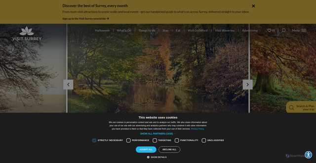 Security scan screenshot of https://www.visitsurrey.com