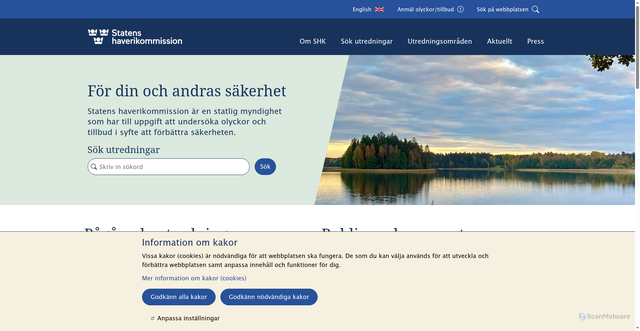 Security scan screenshot of https://shk.se/