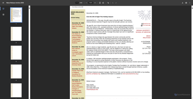 Security scan screenshot of https://archives.indianapolis.iu.edu/bitstreams/9b4c3330-2f3f-442d-a1ce-c53b7ee8df3f/download