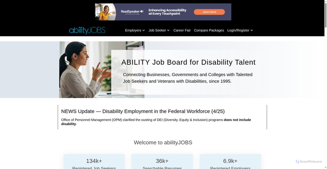 Security scan screenshot of https://abilityjobs.com/