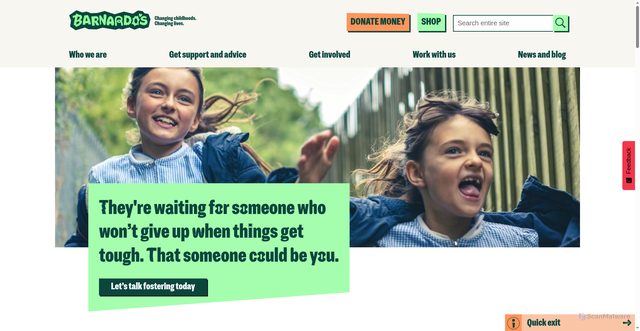 Security scan screenshot of https://barnardos.org.uk
