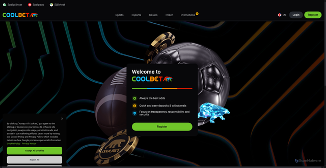 Security scan screenshot of https://eesticasino.ee/go/coolbet