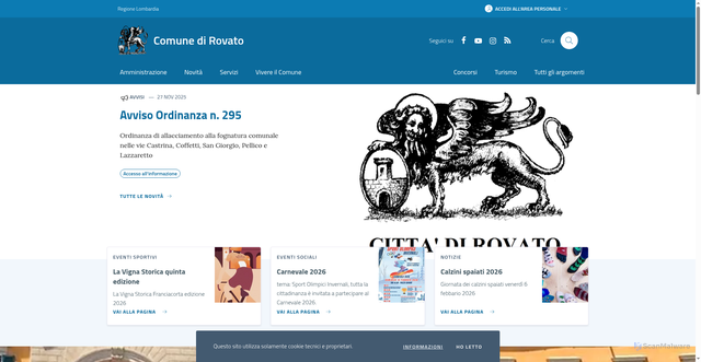 Security scan screenshot of https://www.comune.rovato.bs.it/