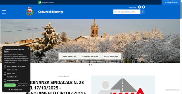 Security scan screenshot of https://www.comune.morengo.bg.it/
