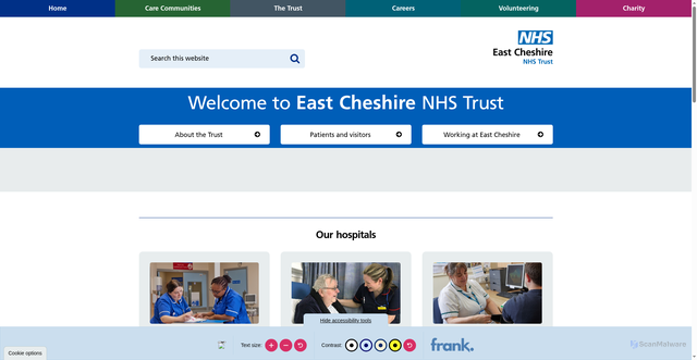 Security scan screenshot of http://www.eastcheshire.nhs.uk/