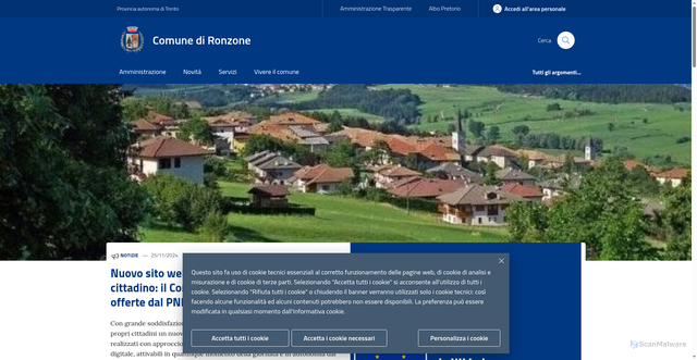 Security scan screenshot of https://www.comune.ronzone.tn.it/